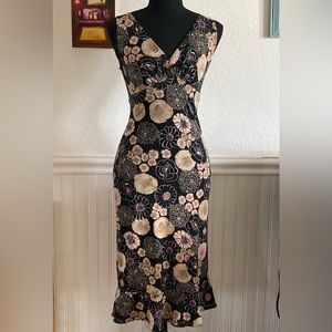 Vintage Y2K BCBGMaxAzria Midi Retro Floral Print Dress  Sz XS